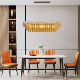 Modern Chandeliers for Dining Room, 54" Large Rectangle Gold Kitchen Chandelier Over Table, 12-Light with Smoke Glass Ceiling Lights Modern Chandeliers for Dining Room, 54" Large Rectangle Gold Kitchen Chandelier Over Table, 12-Light with Smoke Glass Ceiling Lights