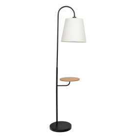Seoul Black Floor Lamp with Rotary Switch Wood Table Metal Base Seoul Black Floor Lamp with Rotary Switch Wood Table Metal Base